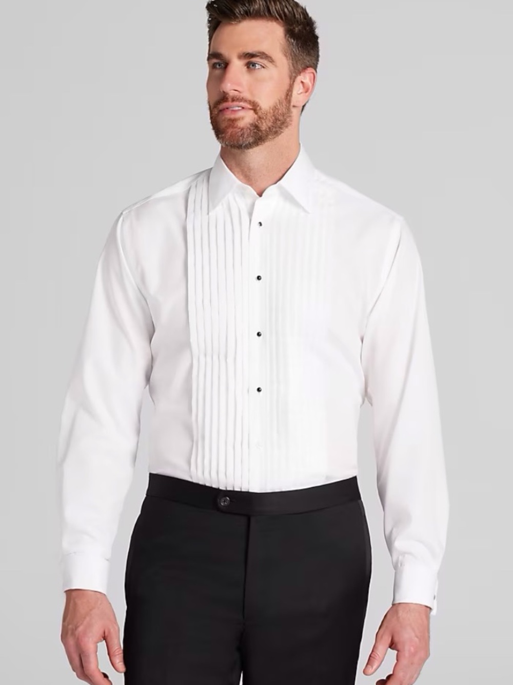 CARDI MENS WHITE PLEATED TUXEDO SHIRT SIZE LARGE
